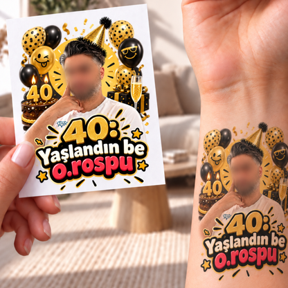 Kişiye Özel Doğum Günü Dövmesi | STASH-143 | Fotoğraflı Geçici Dövme
