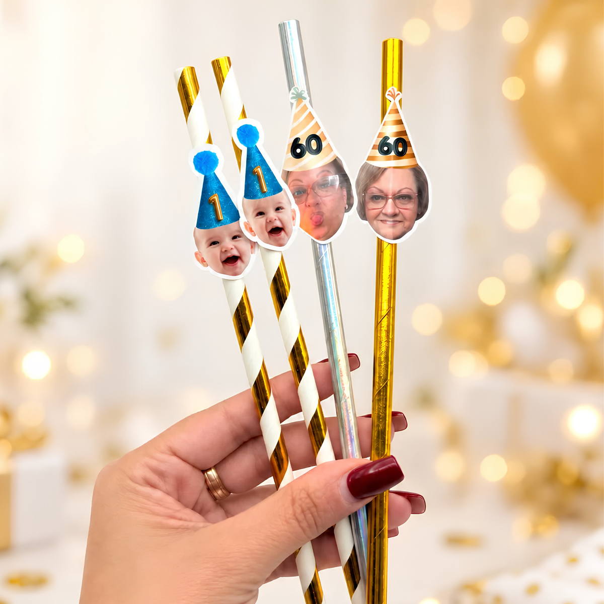 Kişiye Özel Yüz Şekilli Pipetler - Kişiselleştirilmiş Parti Dekorasyonu