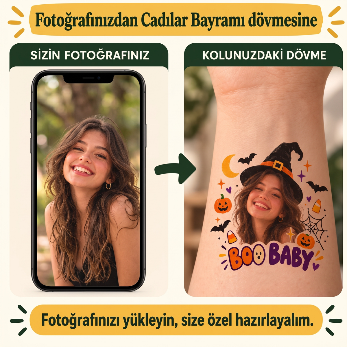 Kişiselleştirilebilir Cadılar Bayramı Geçici Dövme Koleksiyonu | STASH-604