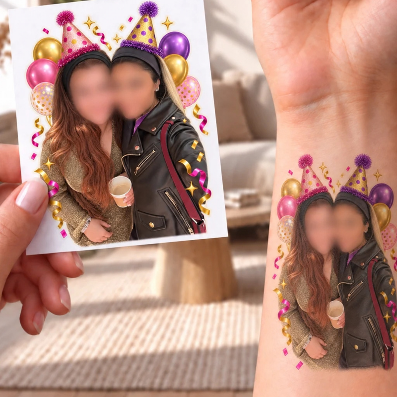 Kişiye Özel Doğum Günü Dövmesi | STASH-139 | Fotoğraflı Geçici Dövme
