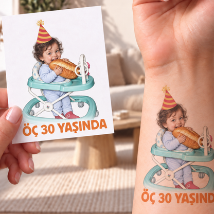 Kişiye Özel Doğum Günü Dövmesi | STASH-111 | Fotoğraflı Geçici Dövme