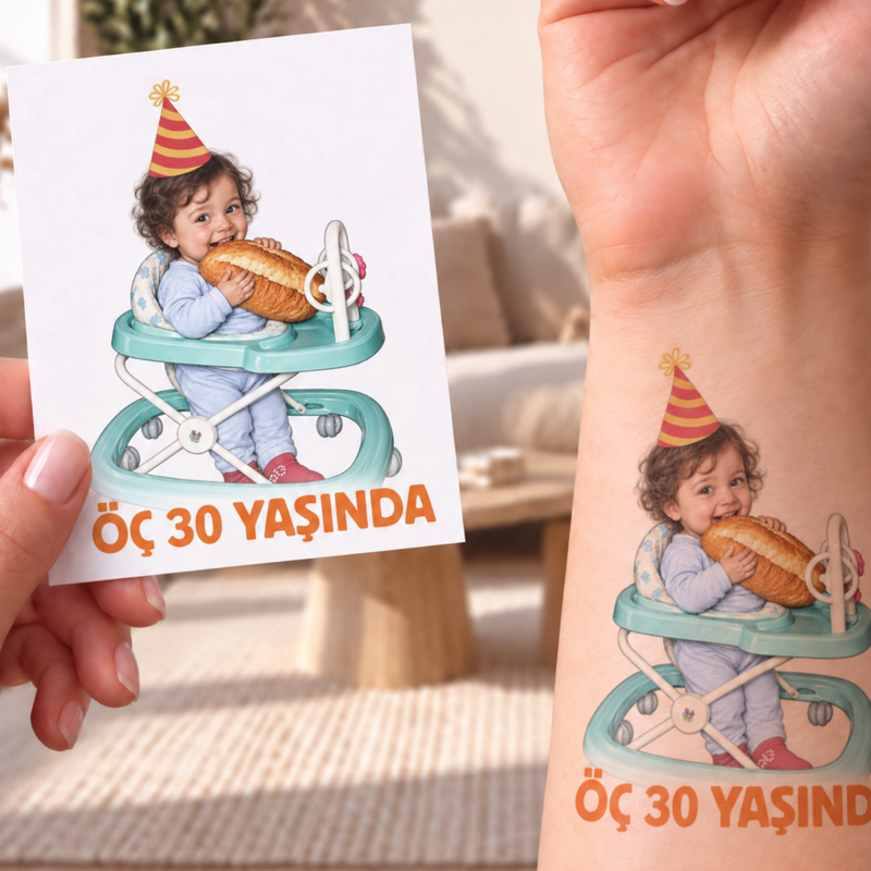 Kişiye Özel Doğum Günü Dövmesi | STASH-111 | Fotoğraflı Geçici Dövme