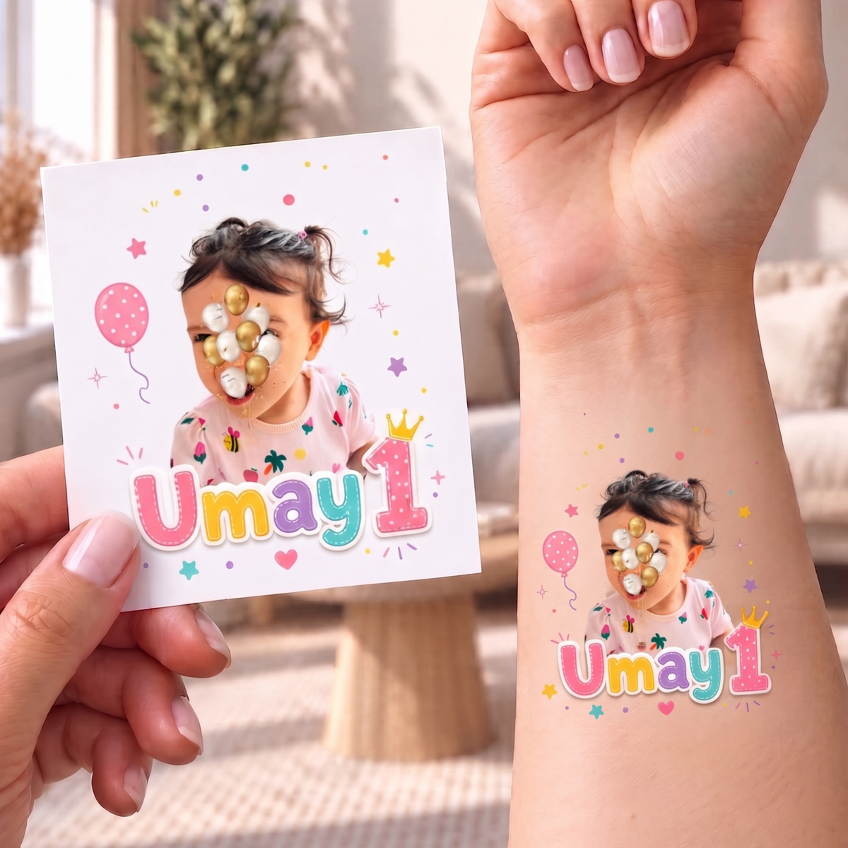 Kişiye Özel Doğum Günü Dövmesi | STASH-125 | Fotoğraflı Geçici Dövme