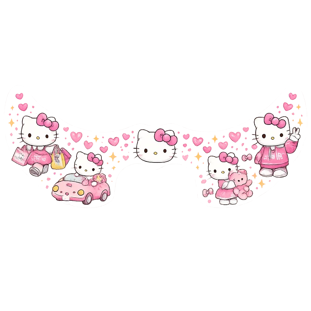 Hello Kitty Temalı Geçici Yüz Çıkartması | Stash Market