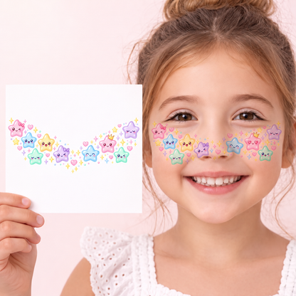 Yıldız Temalı Geçici Yüz Çıkartması | Stash Market