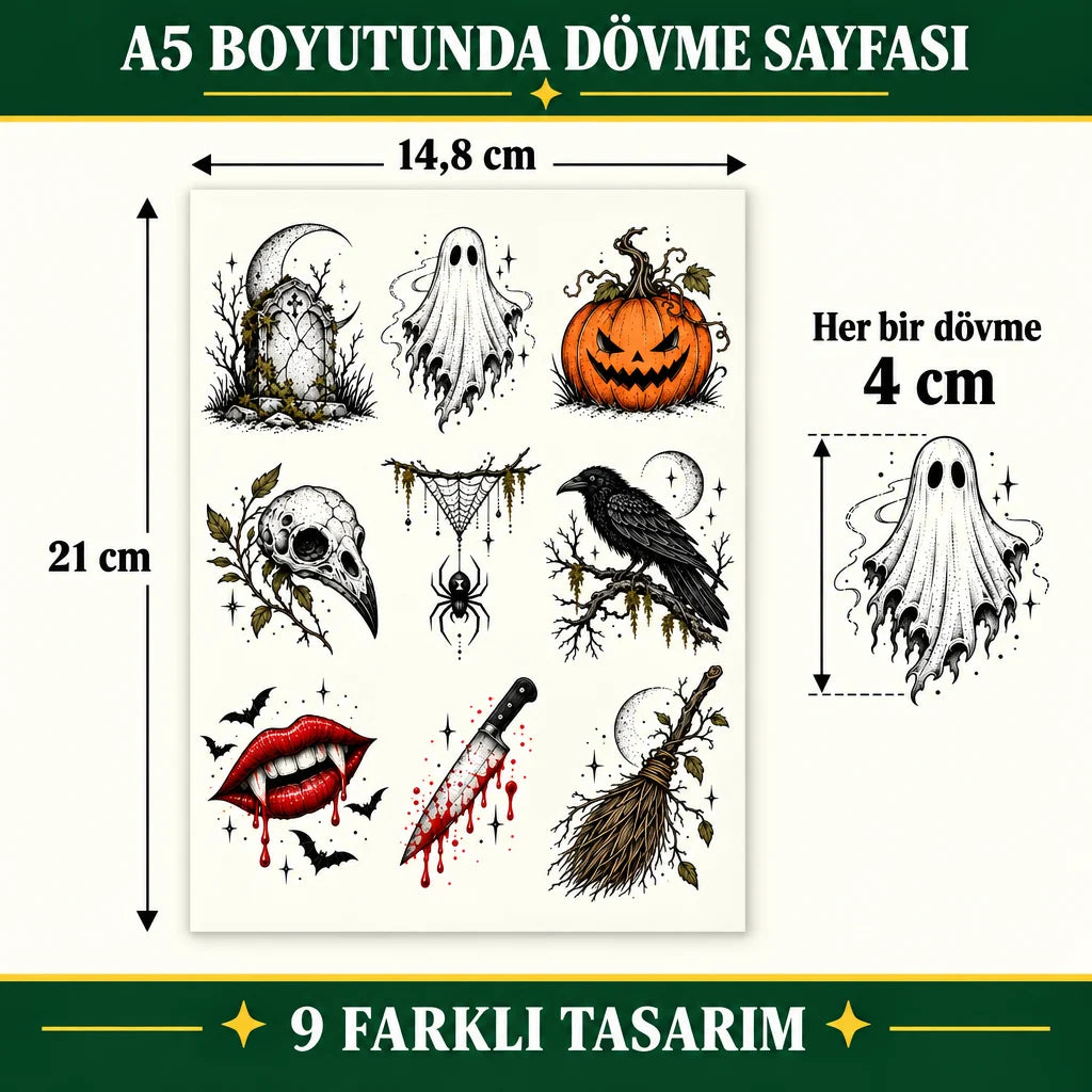 Cadılar Bayramı Konseptli Hazır Dövme Seti | STASH-628