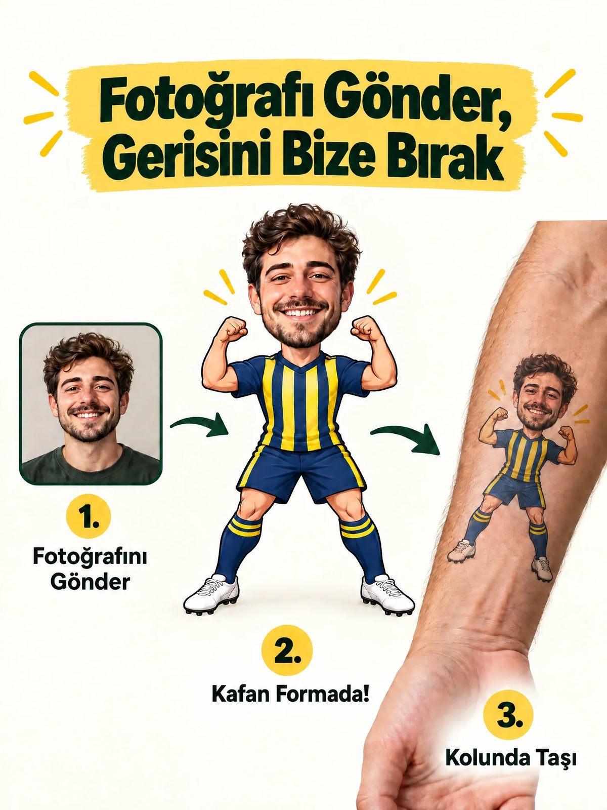 Kişiye Özel Taraftar Dövmesi | Fotoğraflı Geçici Dövme – Stash Market
